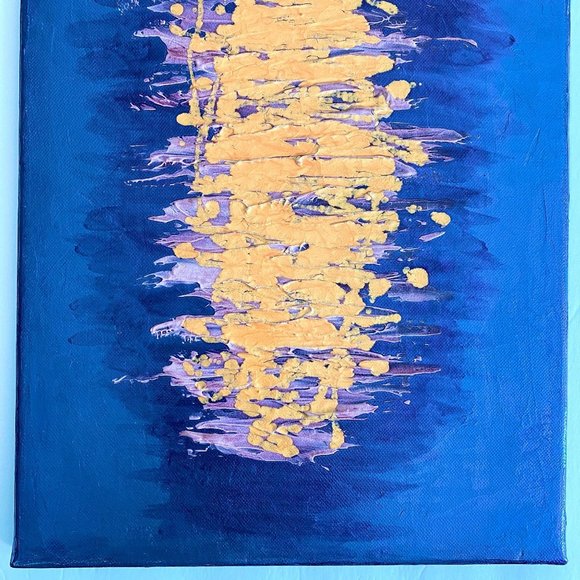 Amoeba 3 - Original Abstract Wall Art Mixed Media Purple Blue Orange Painting - Picture 4 of 10